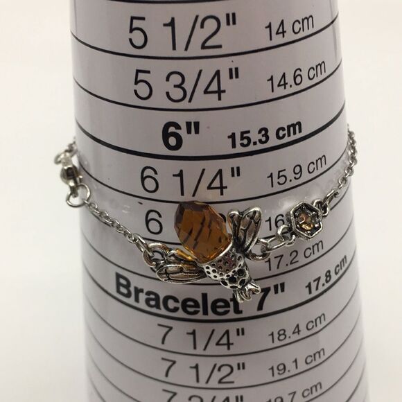 NEW Dainty Silver Tone Honey Bee Chain Bracelet and Earrings - Picture 7 of 13